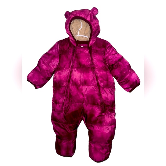 Baby Gap Primaloft Puffer Snowsuit Happy Pink-0-6 months Warmest Hooded Zip - Picture 1 of 6